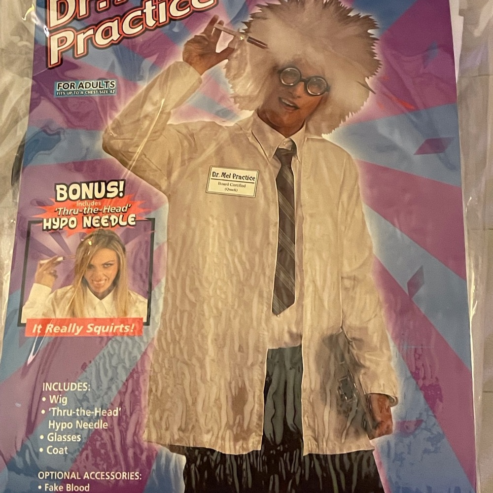 Dr ’ Mel Practice’ Adult Costume - Fits up to Chest Size 42